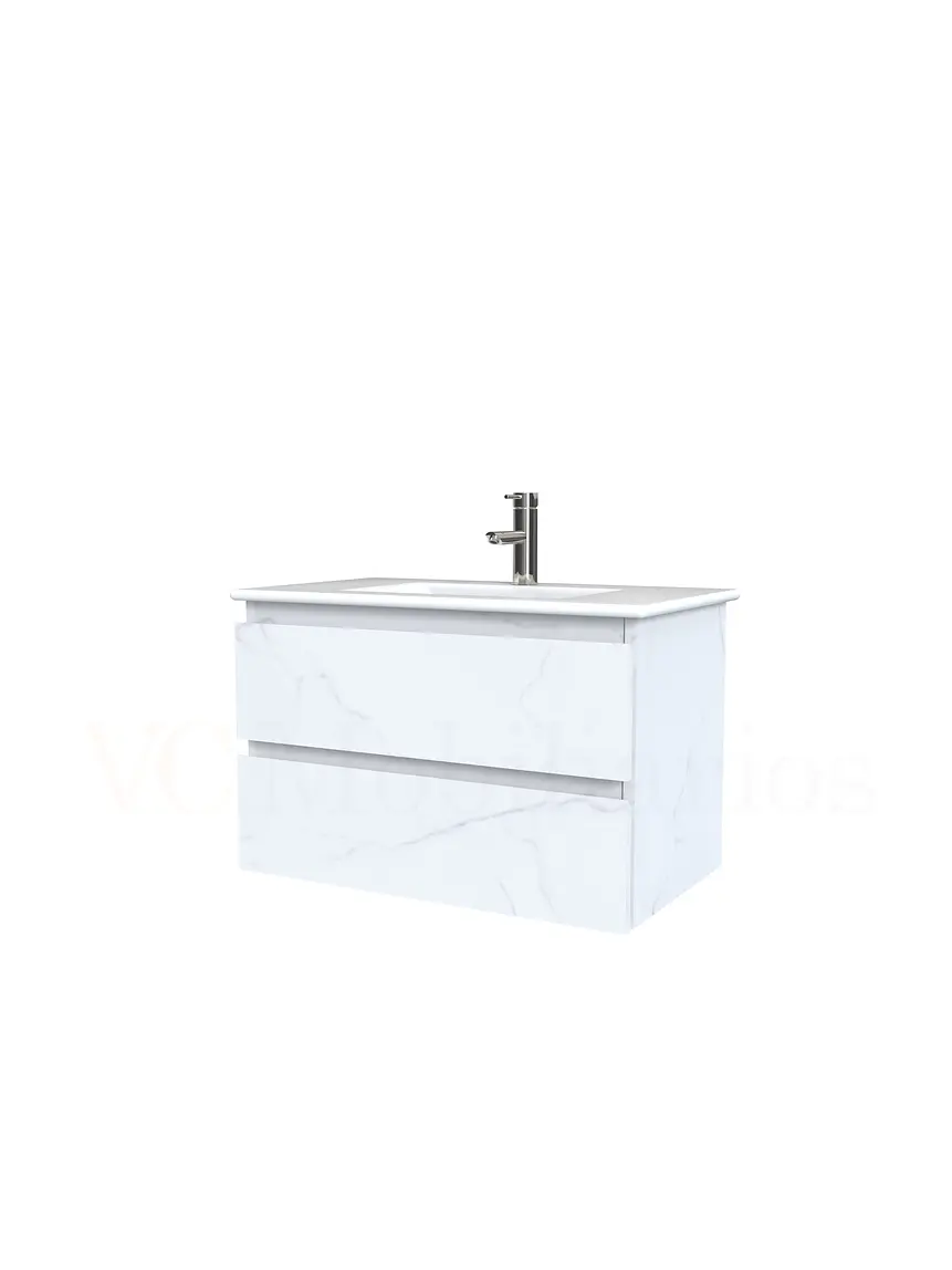 Mueble vanitorio aereo con cubierta de loza de 80 cm / M3-801-A / Marmara 1
