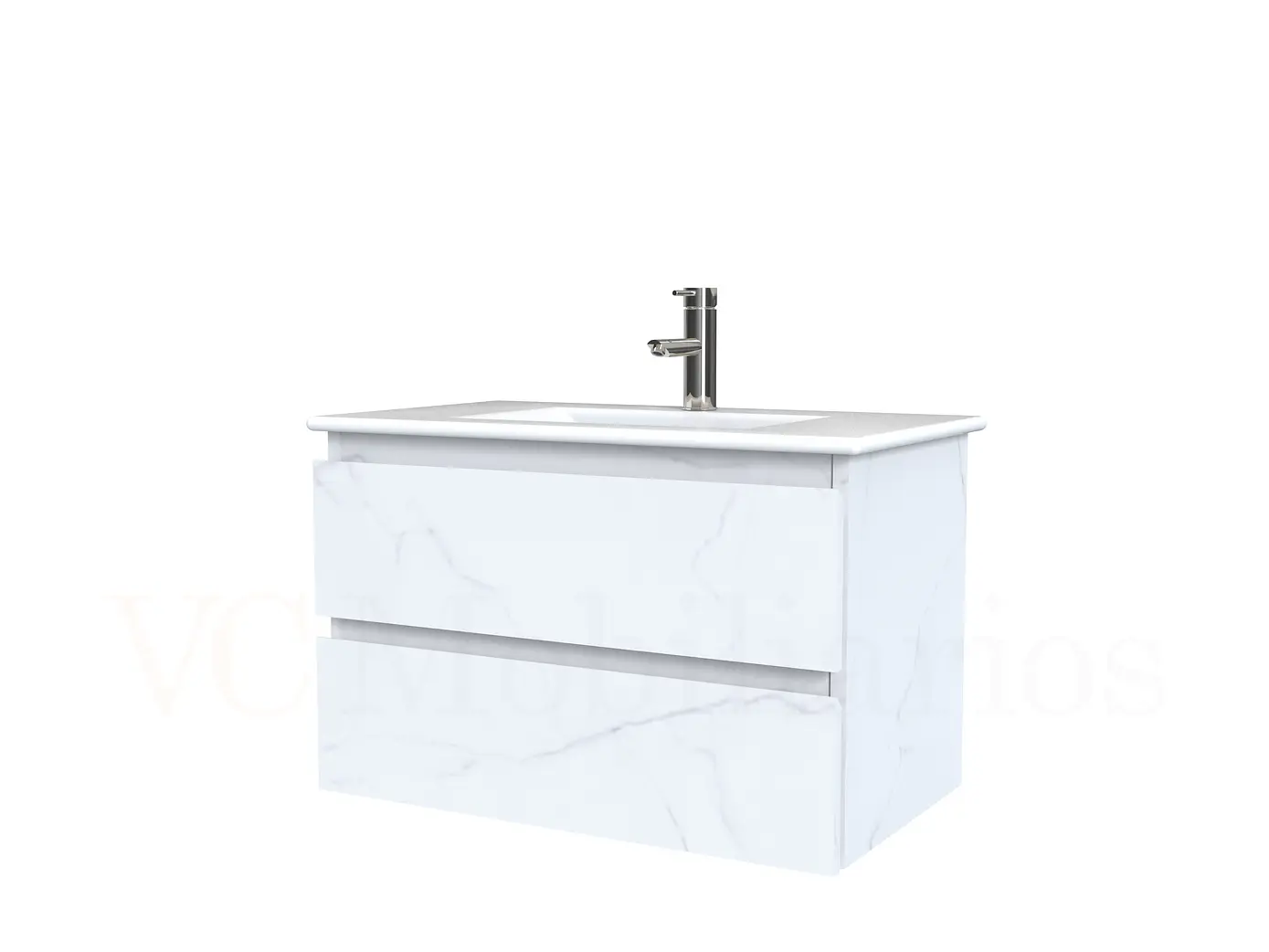 Mueble vanitorio aereo con cubierta de loza de 80 cm / M3-801-A / Marmara 1