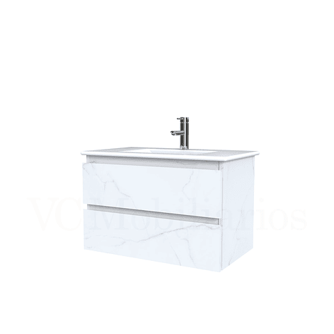 Mueble vanitorio aereo con cubierta de loza de 80 cm / M3-801-A / Marmara