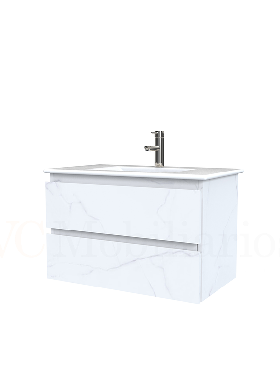 Mueble vanitorio aereo con cubierta de loza de 80 cm / M3-801-A / Marmara 1