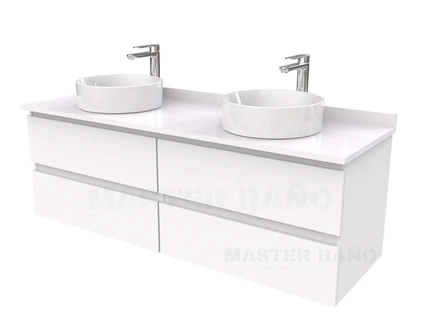 Mueble Vanitorio  para lavamanos sobreponer simple de 170 cm M4-1730-SPA / Blanco 1