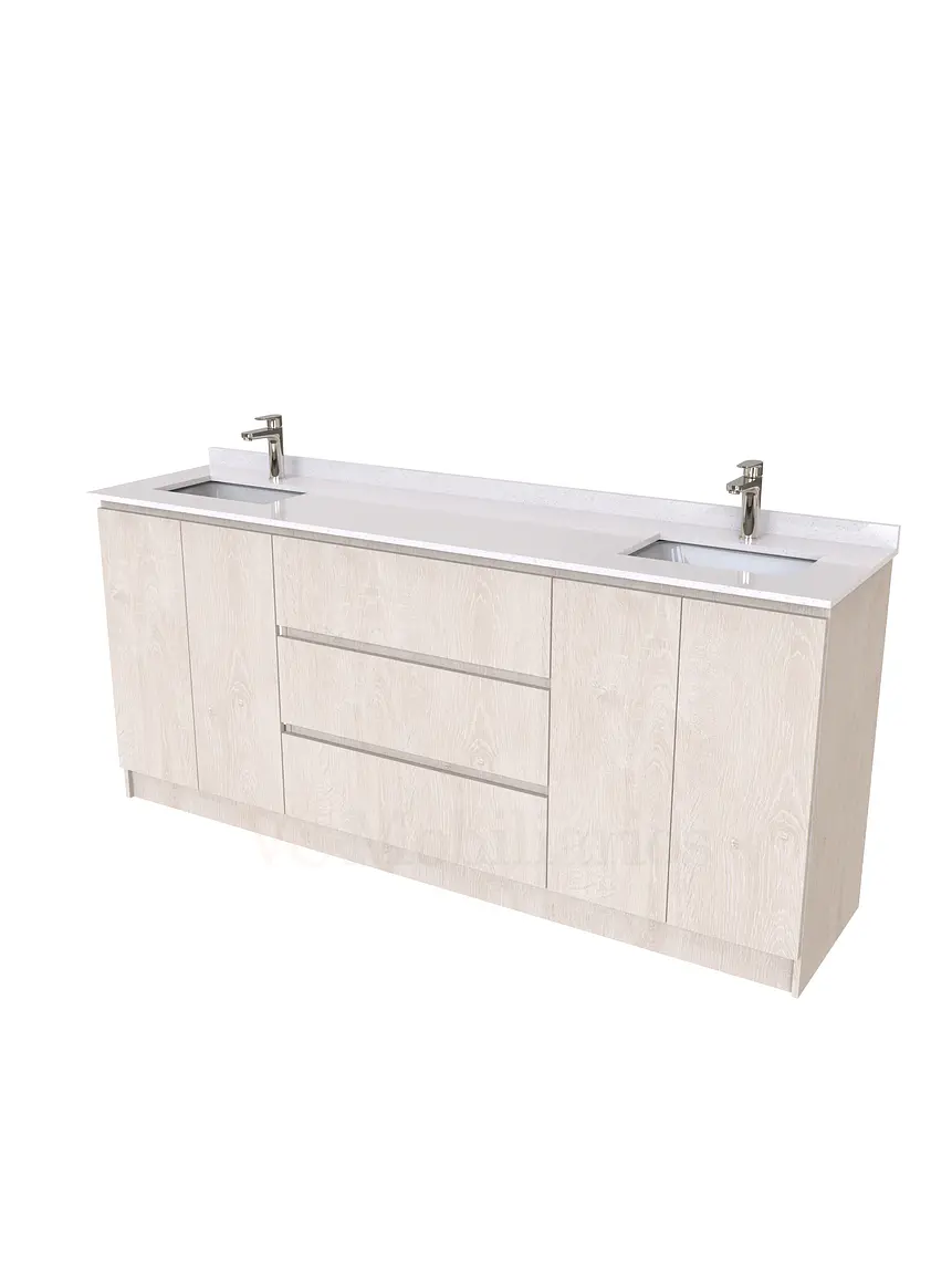 Mueble vanitorio Doble al piso con cubierta de cuarzo  de 200 cm /  M2-2034 -D / Provenzal 1