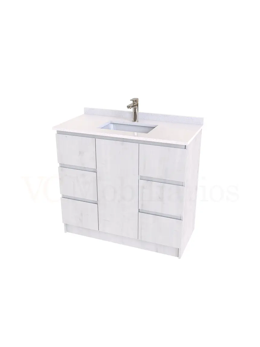 Mueble vanitorio al piso de 90 cm con cubierta de cuarzo M6-938 / Alaska 1