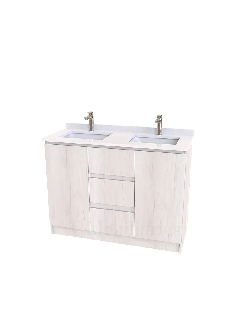 Mueble vanitorio Doble al piso con cubierta de cuarzo  de 120 cm /  M2-1234 -D / Toscana 1