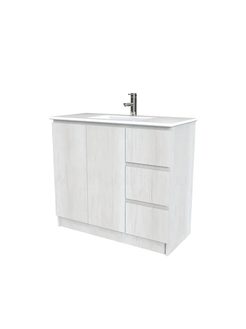 Mueble vanitorio al piso  de 100  cm con cubierta de loza M2-001  / Toscana 1