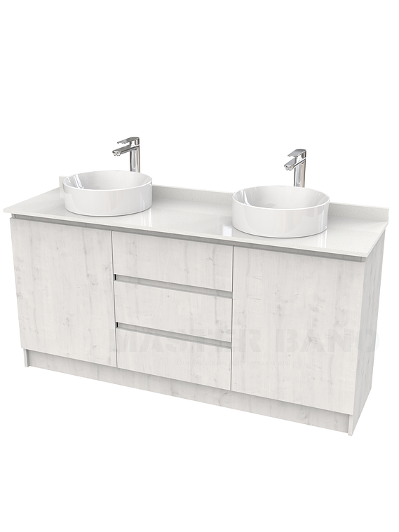 Mueble vanitorio al piso doble para lavamanos de sobreponer de 160cm /  M2-1638-DP / Alaska 1