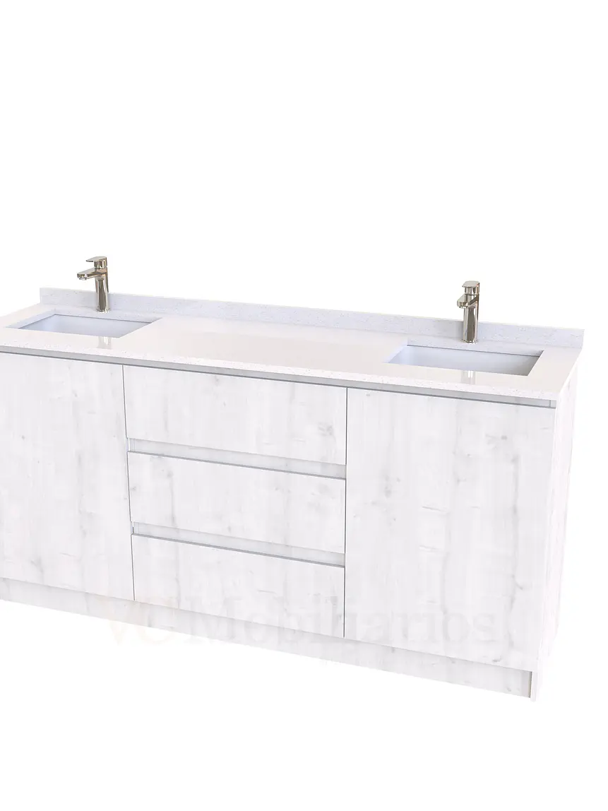 Mueble vanitorio Doble al piso con cubierta de cuarzo  de 170 cm /  M2-1734 -D / Alaska 1