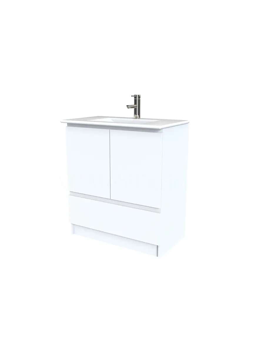 Mueble vanitorio al piso  de 80  cm con cubierta de loza M4-801  / Blanco 1