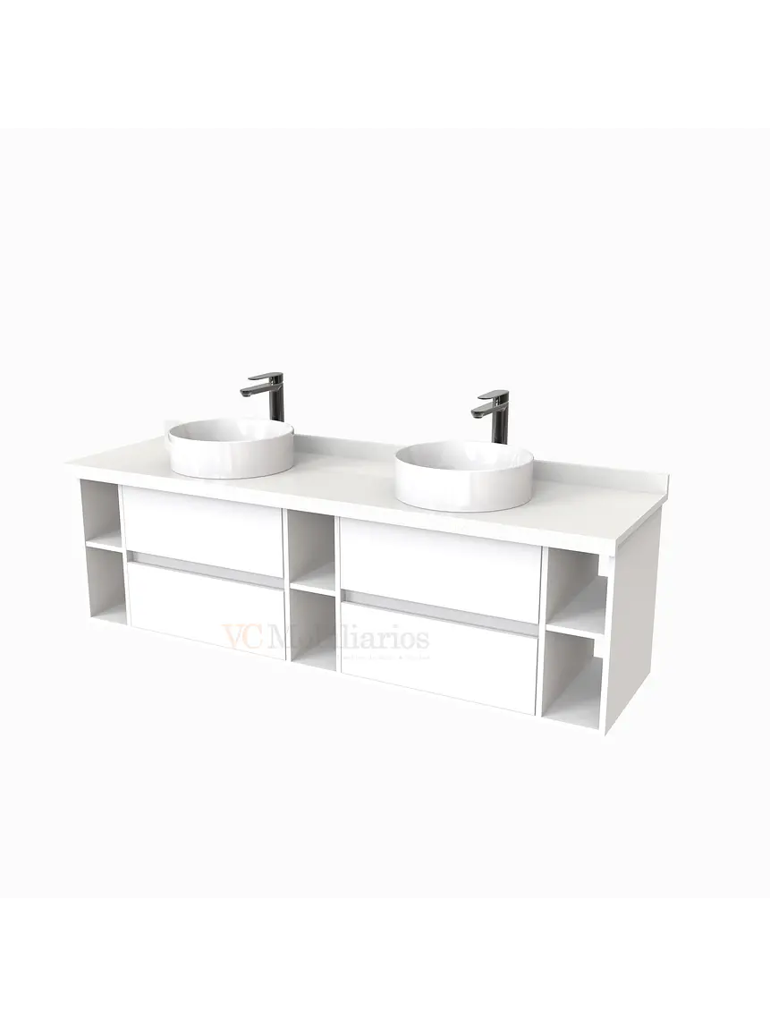 Mueble Vanitorio  para lavamanos sobreponer Doble de 170 cm M5-1730-SPA / Blanco 1