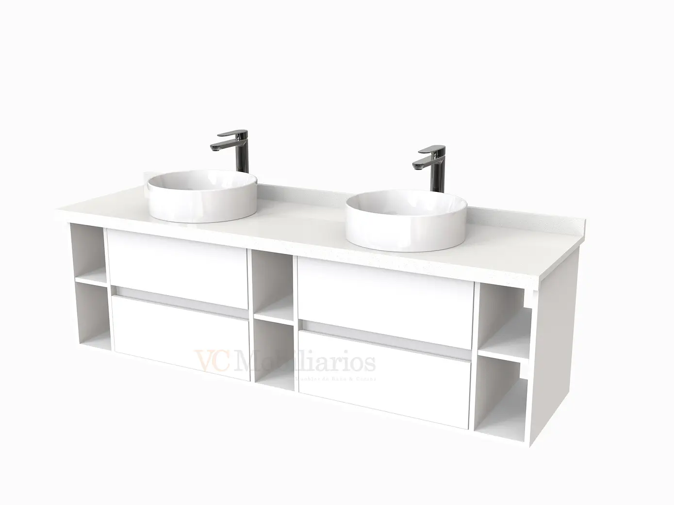 Mueble Vanitorio  para lavamanos sobreponer Doble de 170 cm M5-1730-SPA / Blanco 1