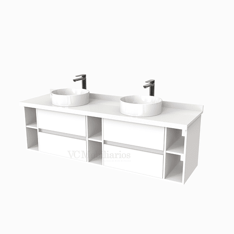 Mueble Vanitorio  para lavamanos sobreponer Doble de 170 cm M5-1730-SPA / Blanco