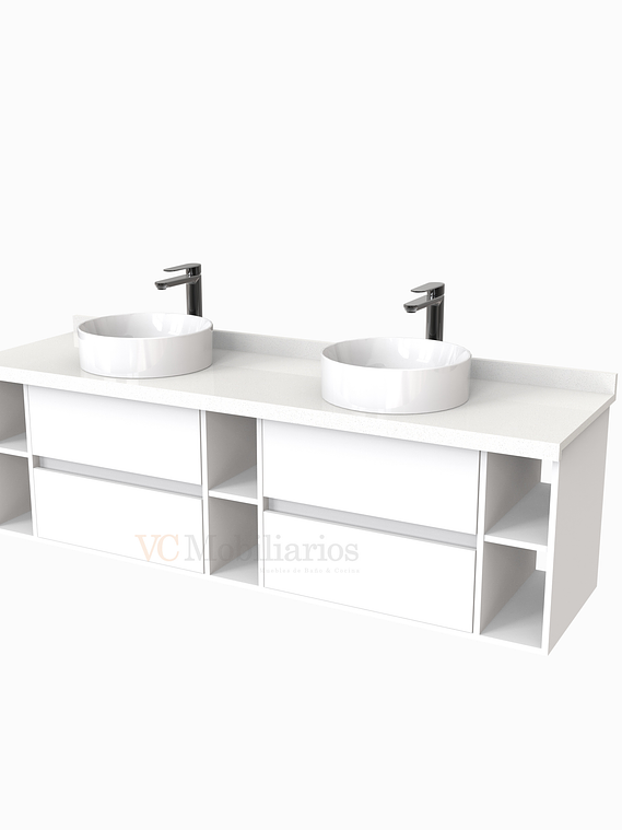 Mueble Vanitorio  para lavamanos sobreponer Doble de 170 cm M5-1730-SPA / Blanco 1