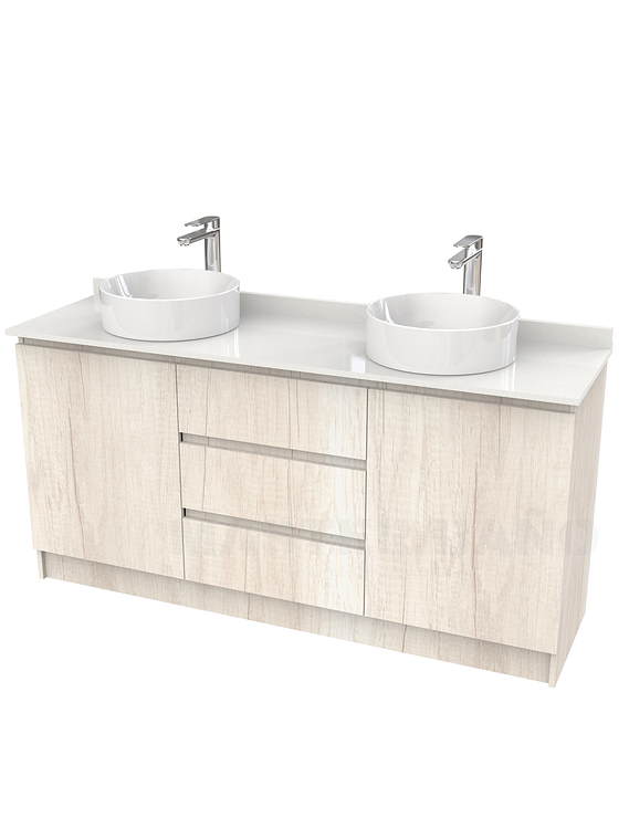 Mueble vanitorio al piso doble para lavamanos de sobreponer de 160cm /  M2-1638-DP / Toscana 1