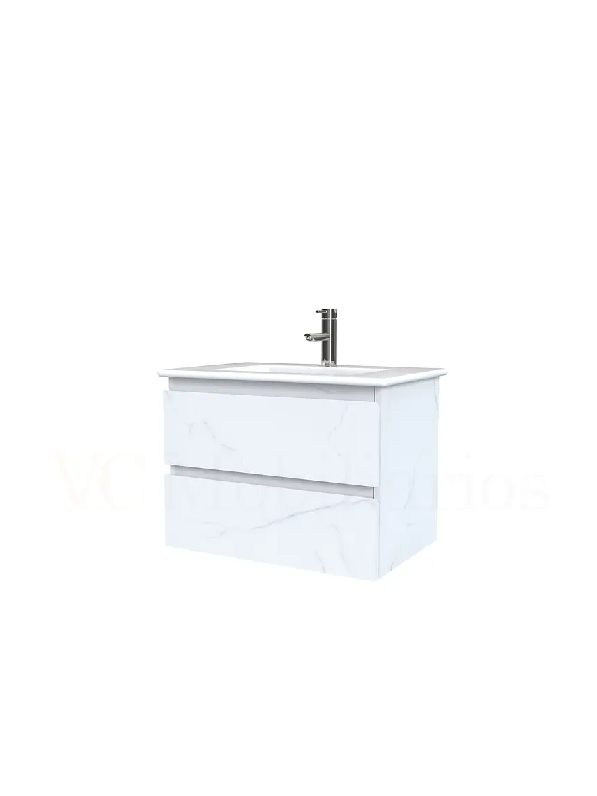 Mueble vanitorio aereo con cubierta de loza de 60 cm  /  M3-601-A / Marmara 1