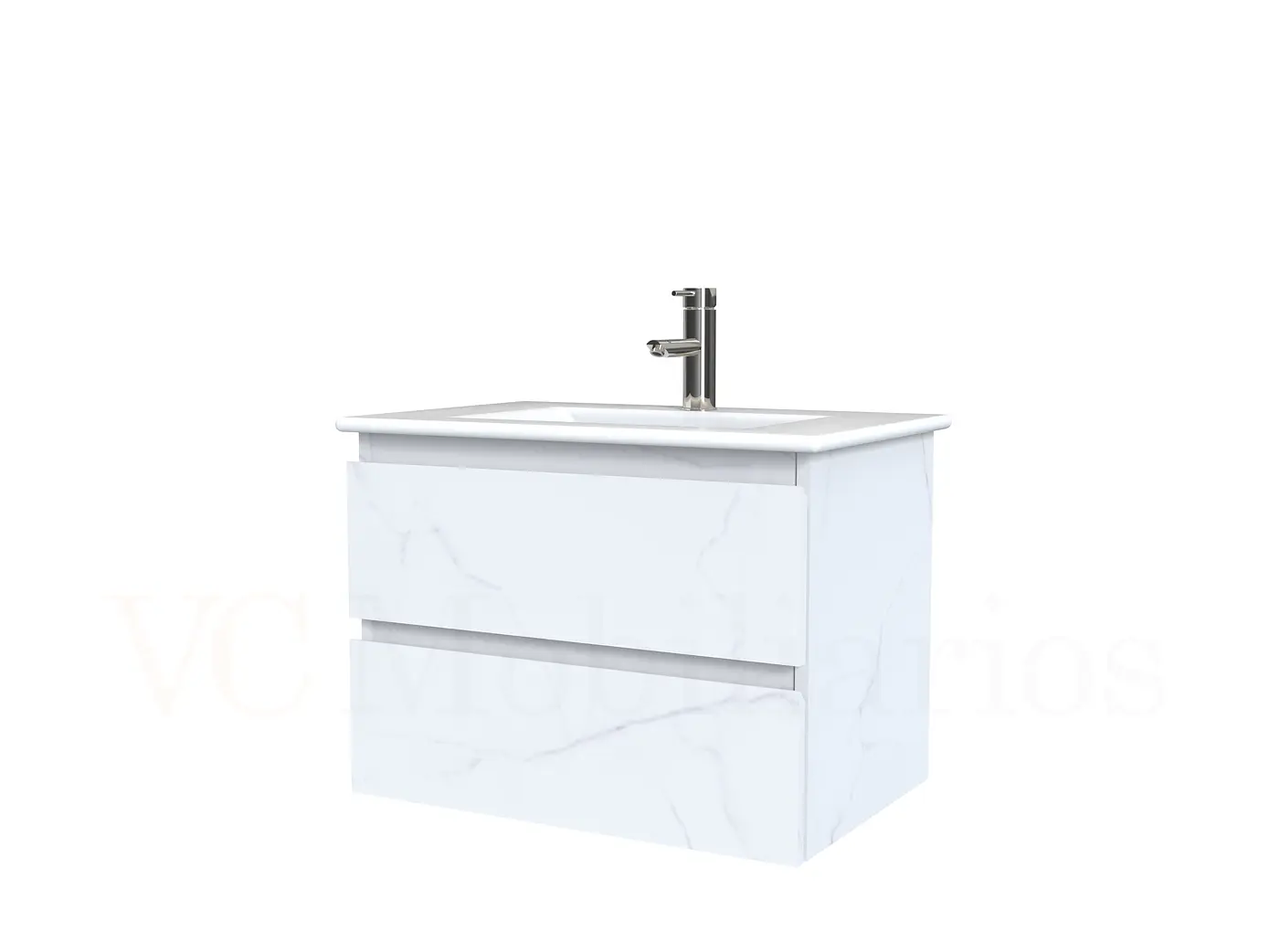 Mueble vanitorio aereo con cubierta de loza de 60 cm  /  M3-601-A / Marmara 1