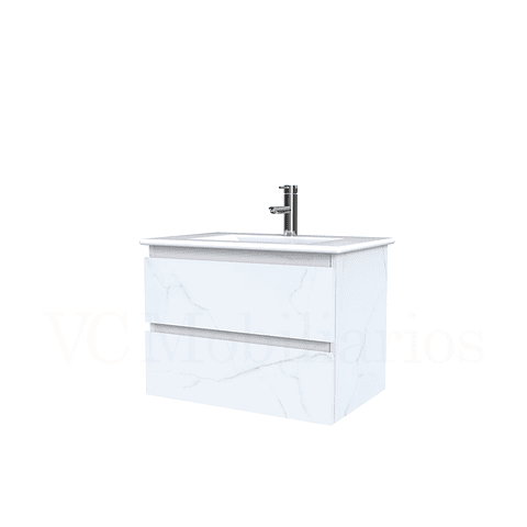 Mueble vanitorio aereo con cubierta de loza de 60 cm  /  M3-601-A / Marmara