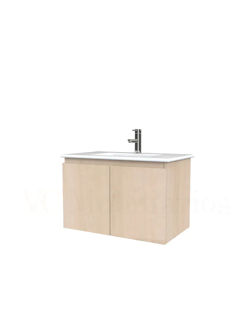 Mueble vanitorio aereo con cubierta de loza de 80 cm  /  M0-801-A / Rustico 1