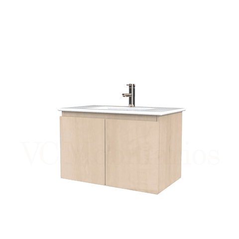 Mueble vanitorio aereo con cubierta de loza de 80 cm  /  M0-801-A / Rustico