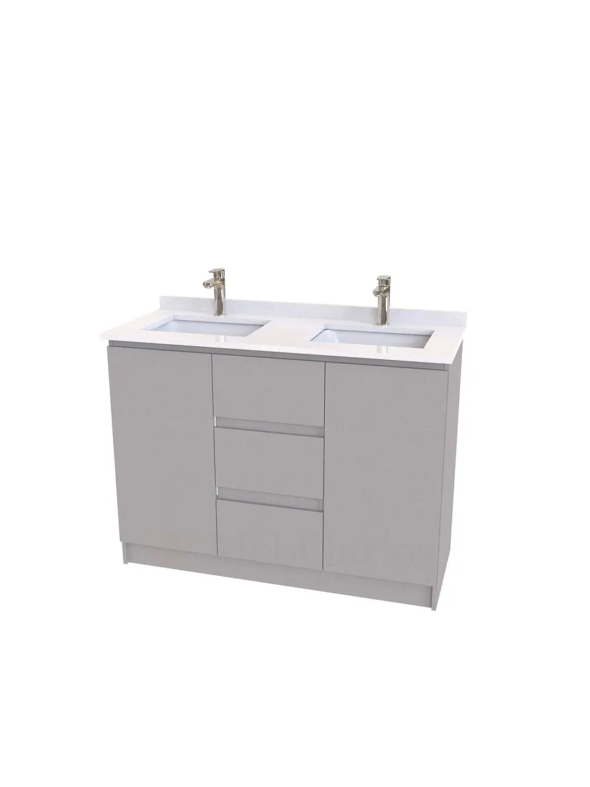 Mueble vanitorio Doble al piso con cubierta de cuarzo  de 120 cm /  M2-1234 -D / Notte 1