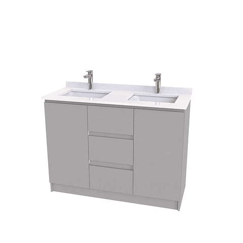 Mueble vanitorio Doble al piso con cubierta de cuarzo  de 120 cm /  M2-1234 -D / Notte