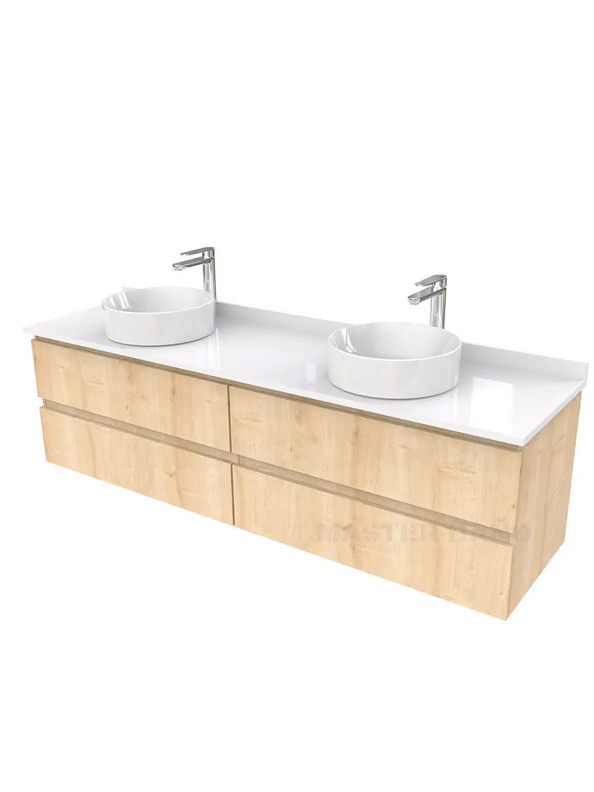 Mueble Vanitorio  para lavamanos sobreponer simple de 200 cm M4-2030-SPA / Rustico 1