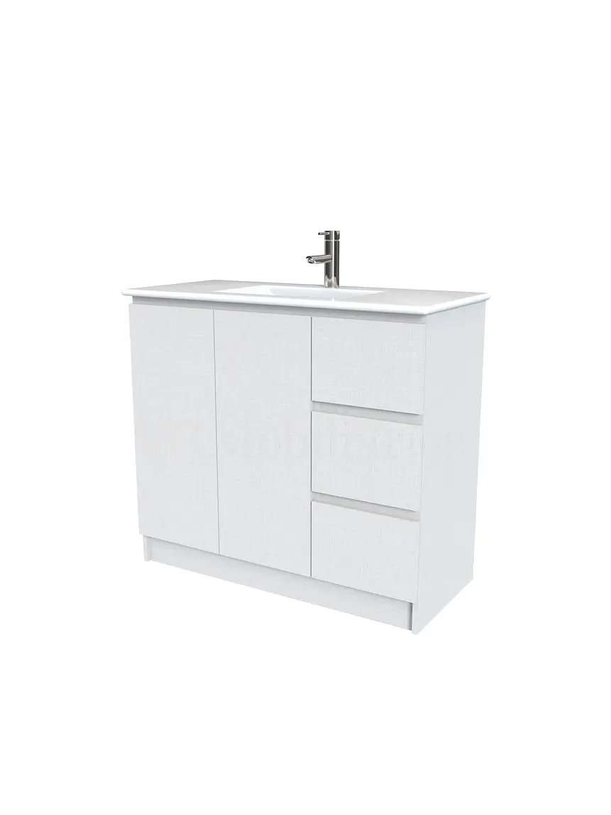 Mueble vanitorio al piso  de 100  cm con cubierta de loza M2-001  / Giorno 1