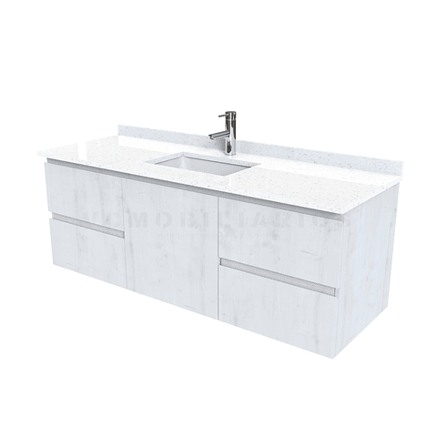 Mueble vanitorio aereo de 160 cm con cubierta de cuarzo / M2-1638-A / Alaska