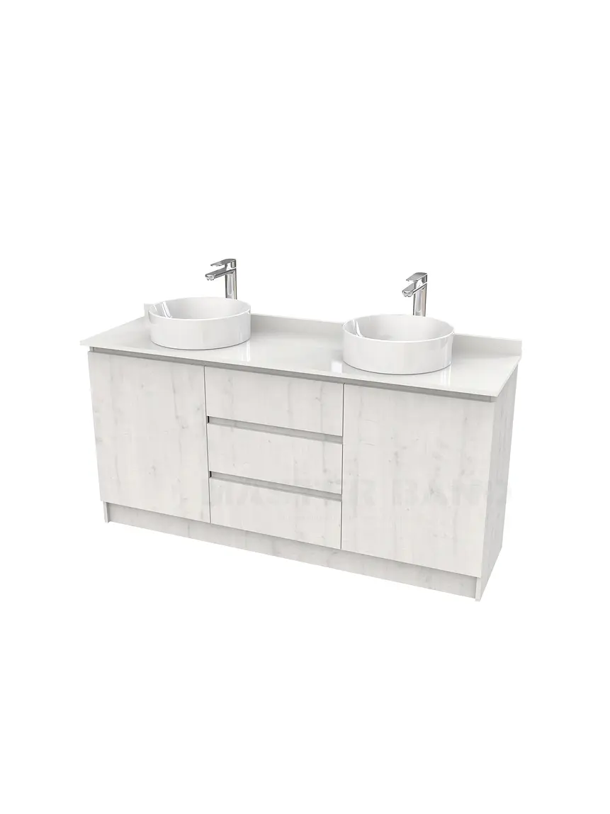 Mueble vanitorio al piso doble para lavamanos de sobreponer de 150cm /  M2-1538-DP / Alaska 1
