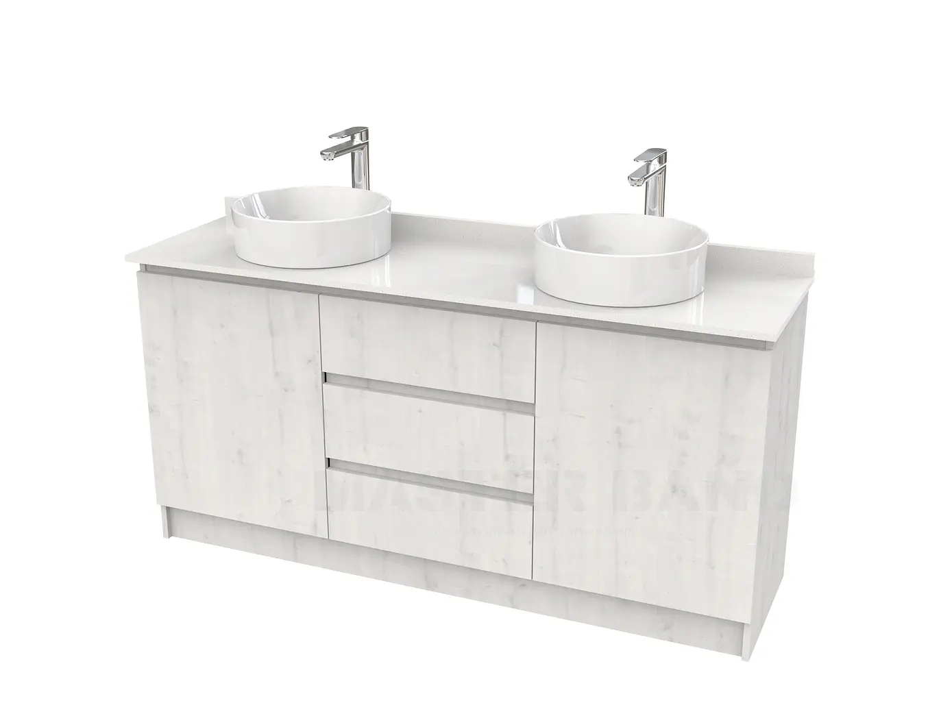 Mueble vanitorio al piso doble para lavamanos de sobreponer de 150cm /  M2-1538-DP / Alaska 1