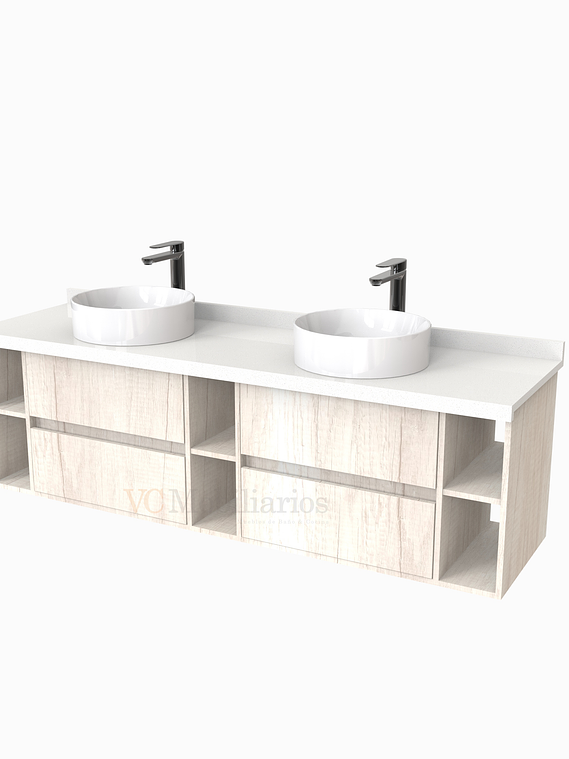 Mueble Vanitorio  para lavamanos sobreponer Doble de 170 cm M5-1730-SPA / Toscana 1