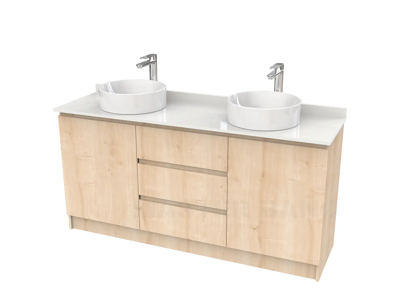 Mueble vanitorio al piso doble para lavamanos de sobreponer de 160cm /  M2-1638-DP / Rustico 1