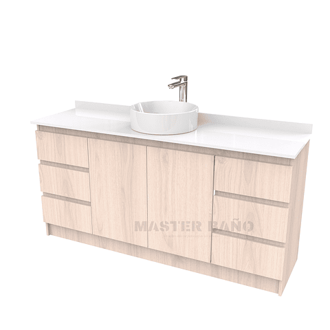 Mueble Vanitorio al piso para lavamanos sobreponer simple de 170 cm M2-1730-SPA / Nougat