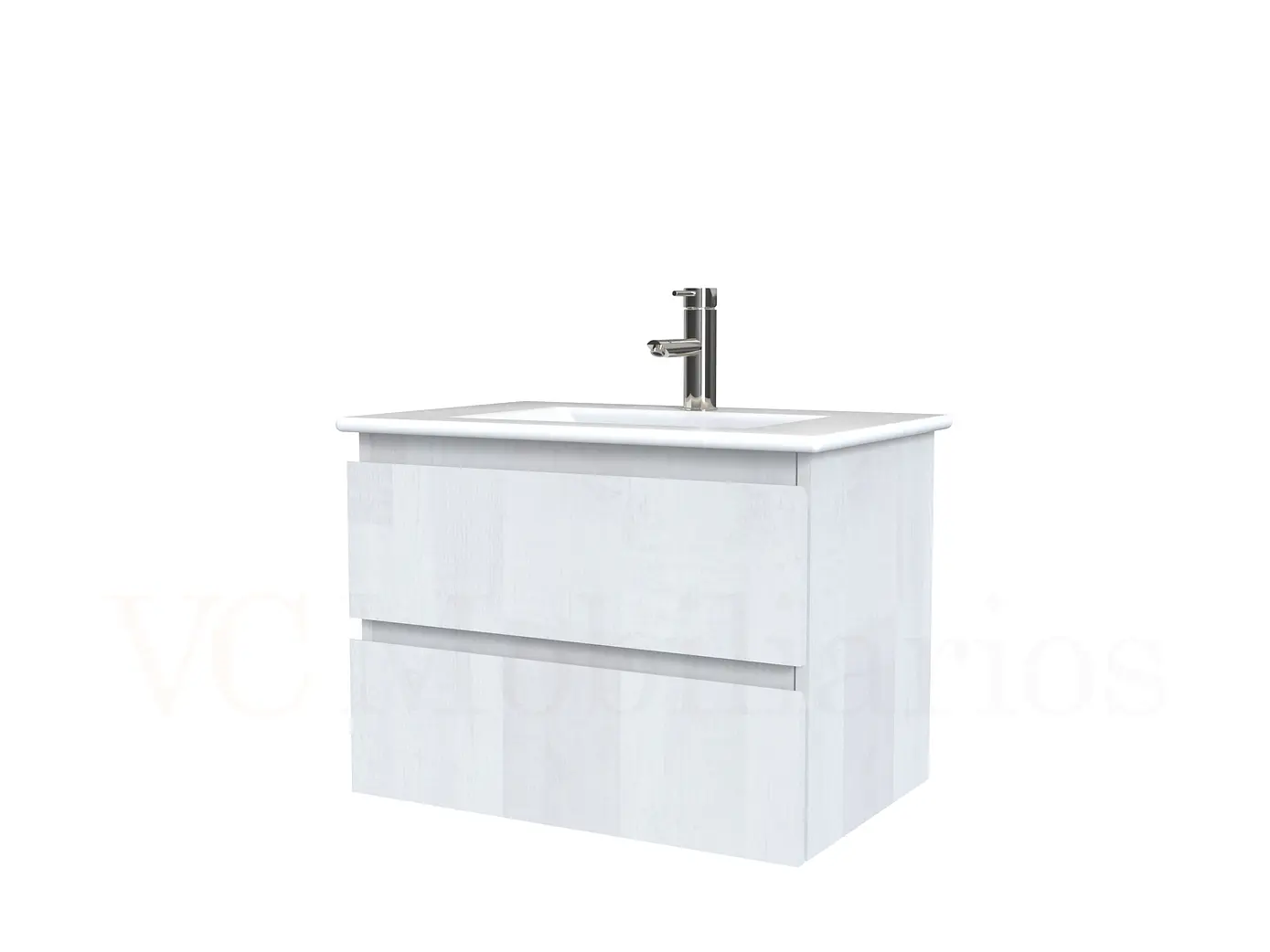 Mueble vanitorio aereo con cubierta de loza de 60 cm  /  M3-601-A / Legno 1