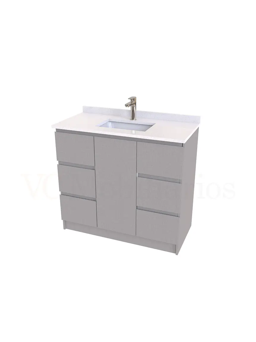 Mueble vanitorio al piso de 90 cm con cubierta de cuarzo M6-938 / Notte 1