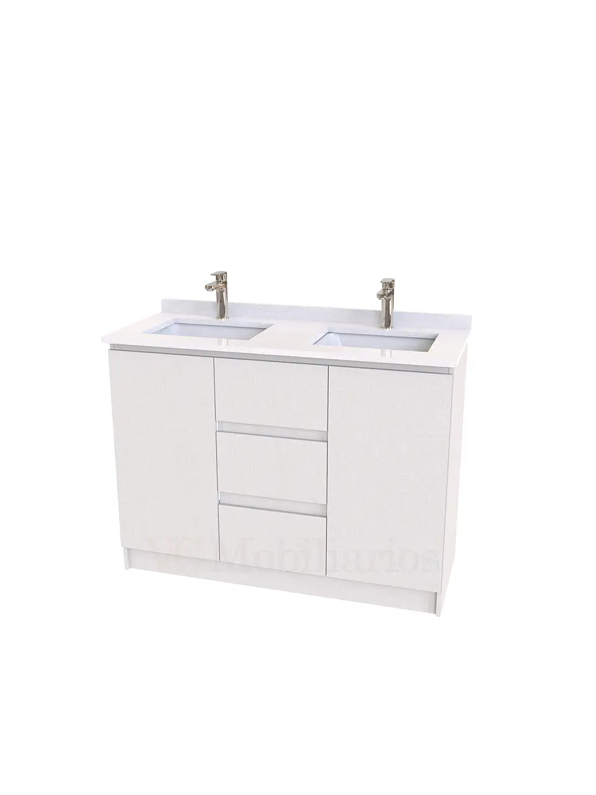 Mueble vanitorio Doble al piso con cubierta de cuarzo  de 120 cm /  M2-1234 -D / Giorno 1