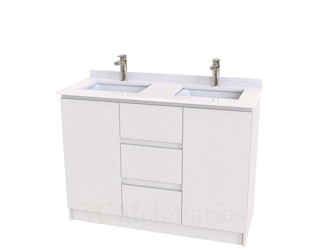 Mueble vanitorio Doble al piso con cubierta de cuarzo  de 120 cm /  M2-1234 -D / Giorno 1