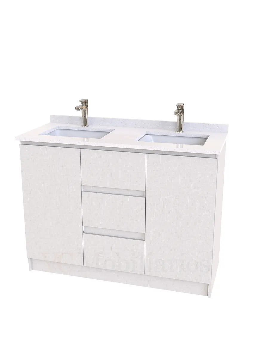 Mueble vanitorio Doble al piso con cubierta de cuarzo  de 120 cm /  M2-1234 -D / Giorno 1