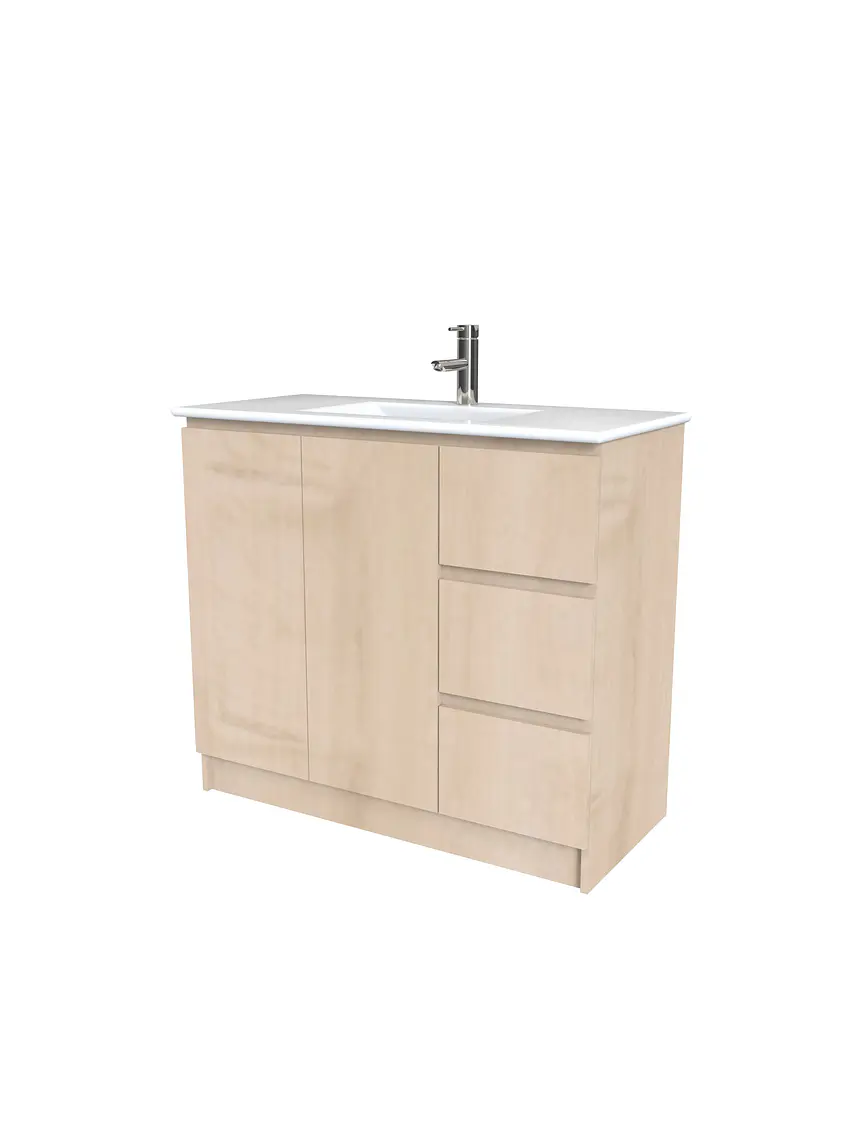 Mueble vanitorio al piso  de 100  cm con cubierta de loza M2-001  / Rustico 1