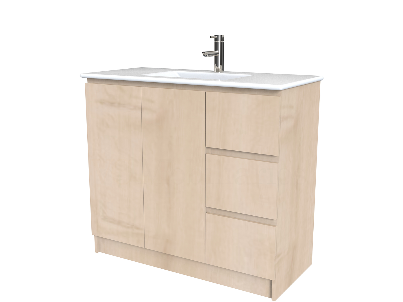 Mueble vanitorio al piso  de 100  cm con cubierta de loza M2-001  / Rustico 1