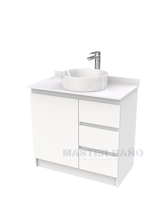 Mueble Vanitorio al piso para lavamanos sobreponer simple de 70 cm M2-730-SPA / Blanco 1