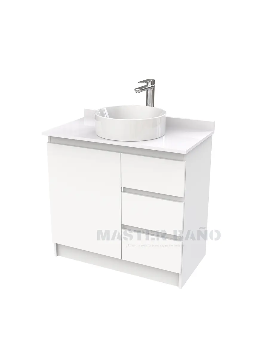 Mueble Vanitorio al piso para lavamanos sobreponer simple de 70 cm M2-730-SPA / Blanco 1