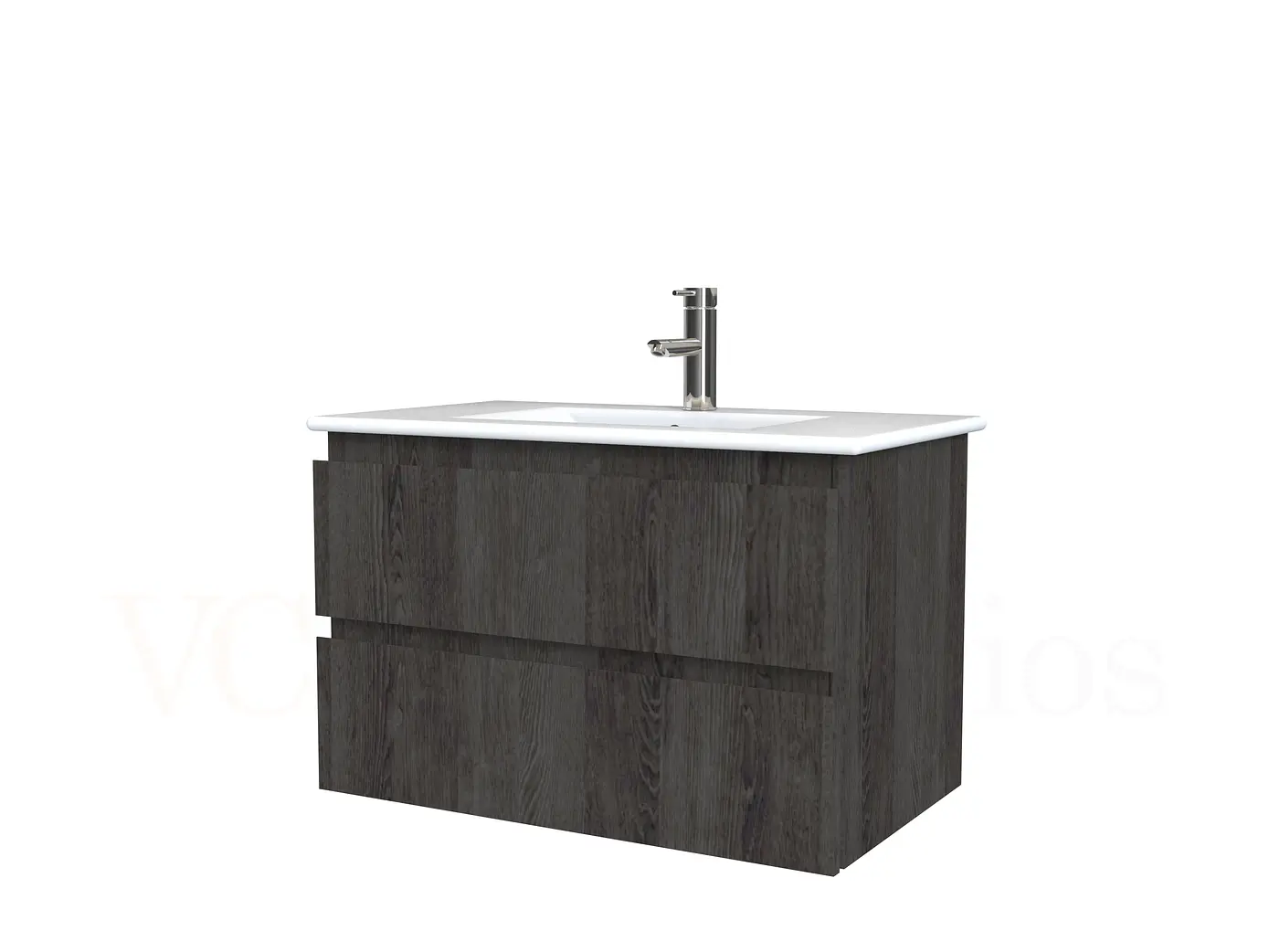 Mueble vanitorio aereo con cubierta de loza de 80 cm / M3-801-A / Espresso 1