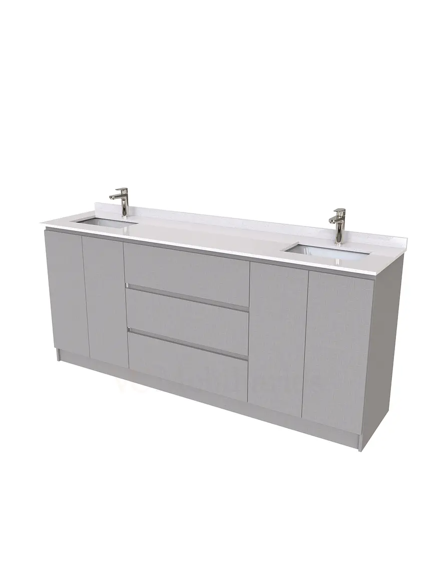Mueble vanitorio Doble al piso con cubierta de cuarzo  de 200 cm /  M2-2034 -D / NOtte 1