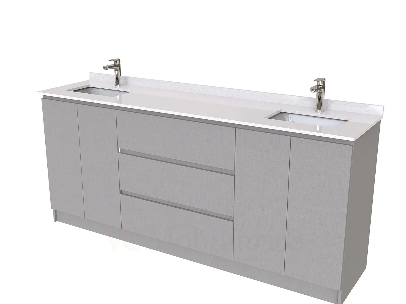 Mueble vanitorio Doble al piso con cubierta de cuarzo  de 200 cm /  M2-2034 -D / NOtte 1