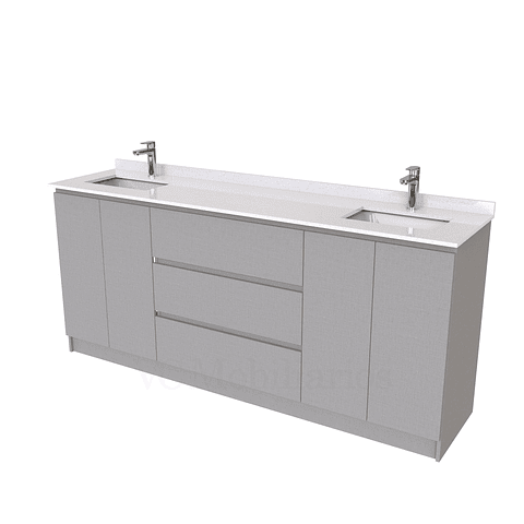 Mueble vanitorio Doble al piso con cubierta de cuarzo  de 200 cm /  M2-2034 -D / NOtte