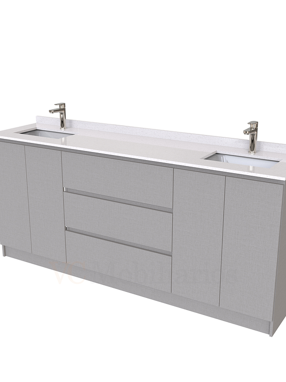 Mueble vanitorio Doble al piso con cubierta de cuarzo  de 200 cm /  M2-2034 -D / NOtte 1