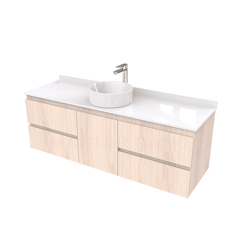 Mueble Vanitorio  aereo para lavamanos sobreponer simple de 140 cm M2-1430-SPA / Nougat