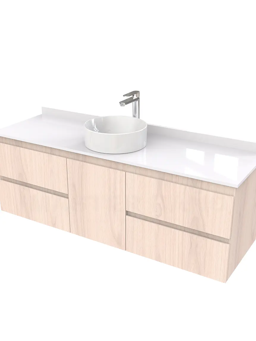 Mueble Vanitorio  aereo para lavamanos sobreponer simple de 140 cm M2-1430-SPA / Nougat 1