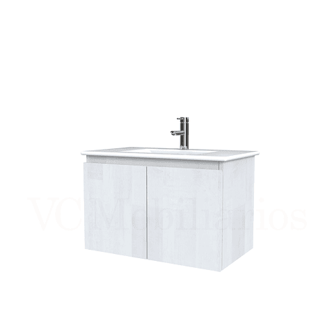 Mueble vanitorio aereo con cubierta de loza de 80 cm  /  M0-801-A / Legno