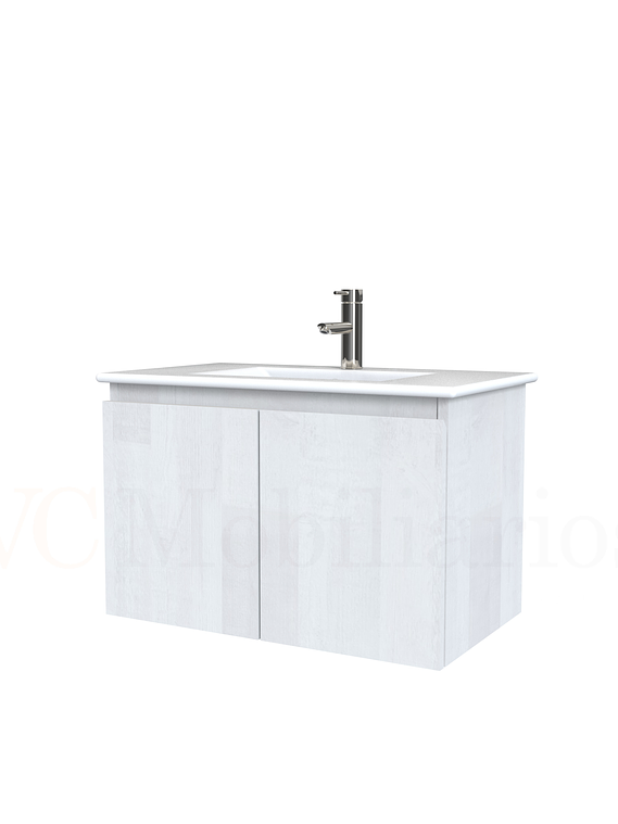 Mueble vanitorio aereo con cubierta de loza de 80 cm  /  M0-801-A / Legno 1